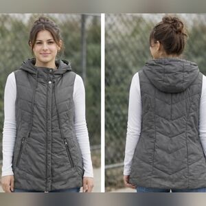 New York & Company Gray Hooded Vest
